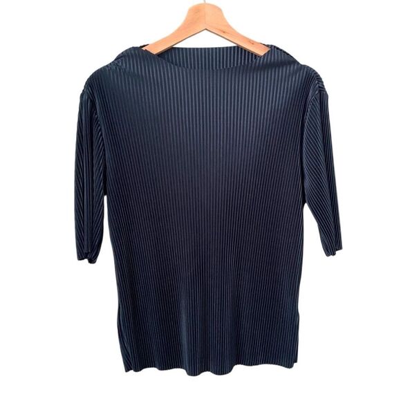 Dazy Ribbed High Neck Top in Metallic Blue Green Size Large - Picture 1 of 6